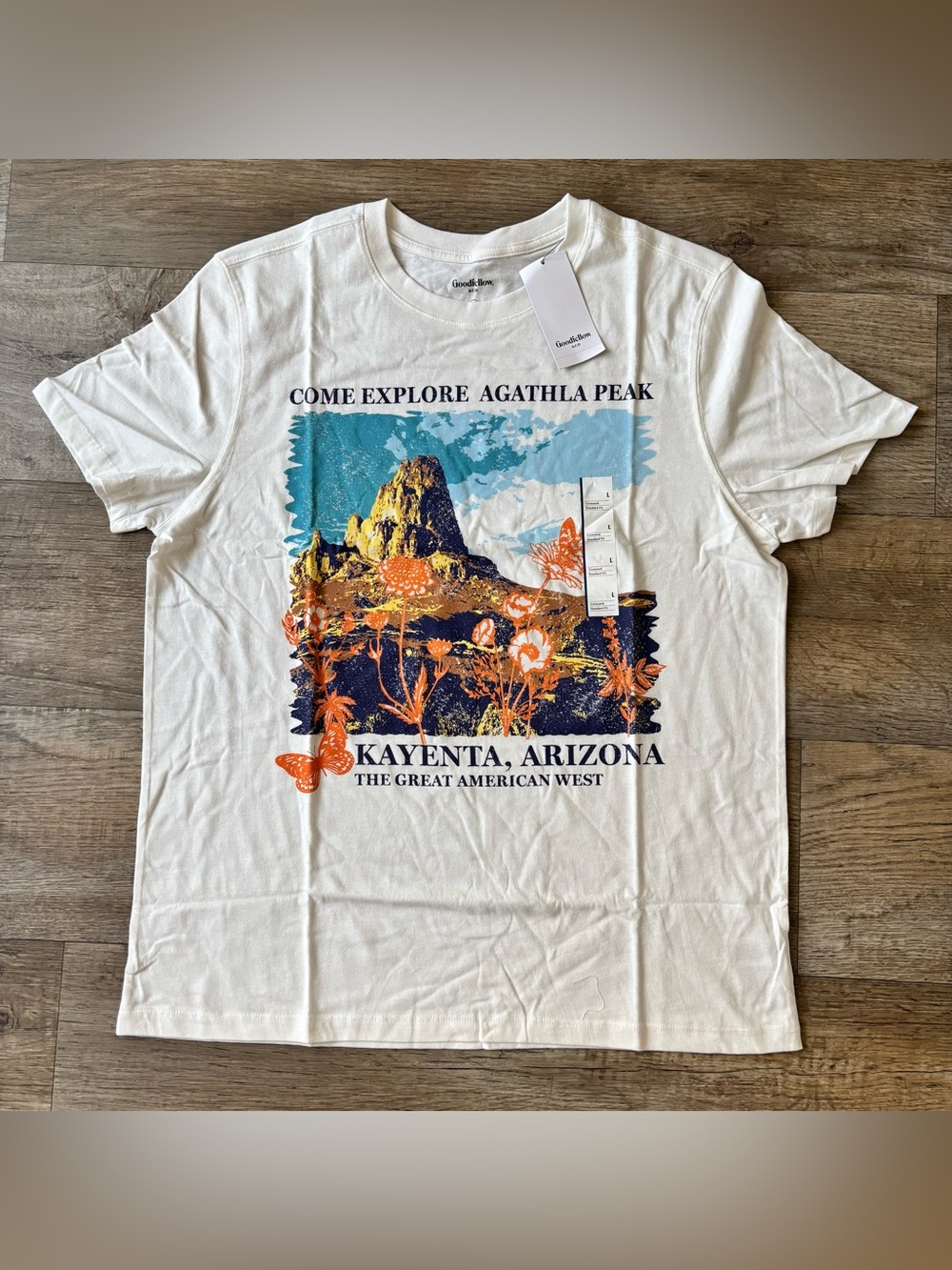 Goodfellow Co Mens Graphic “Arizona” Crew Neck T-Shirt White Size Large